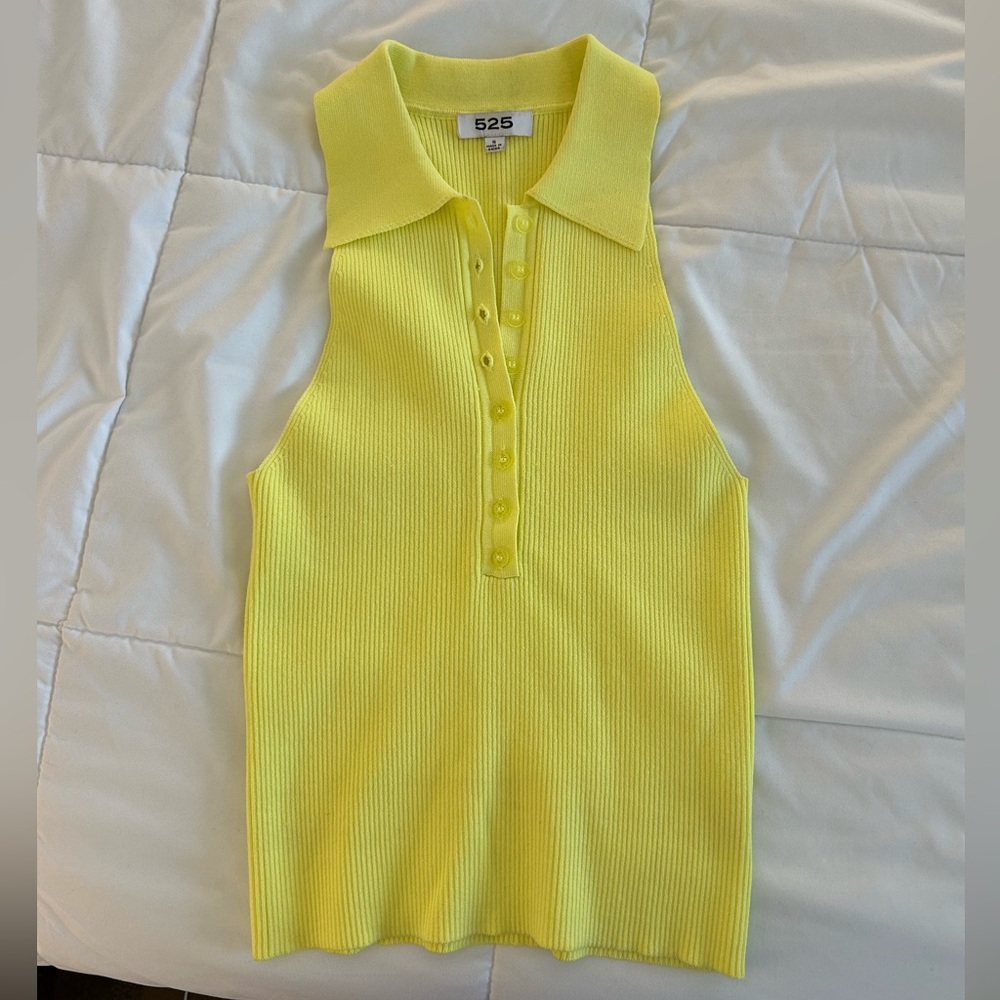 525 America Yellow Collared Top